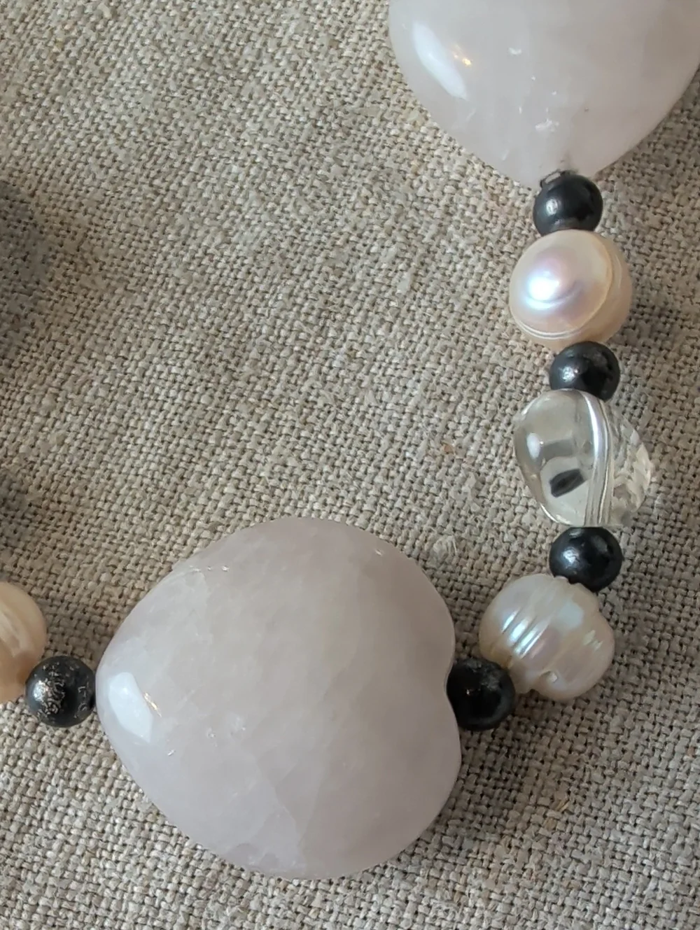 925 Sterling Silver Freshwater Pearl & Natural Gemstone Necklace Artisan